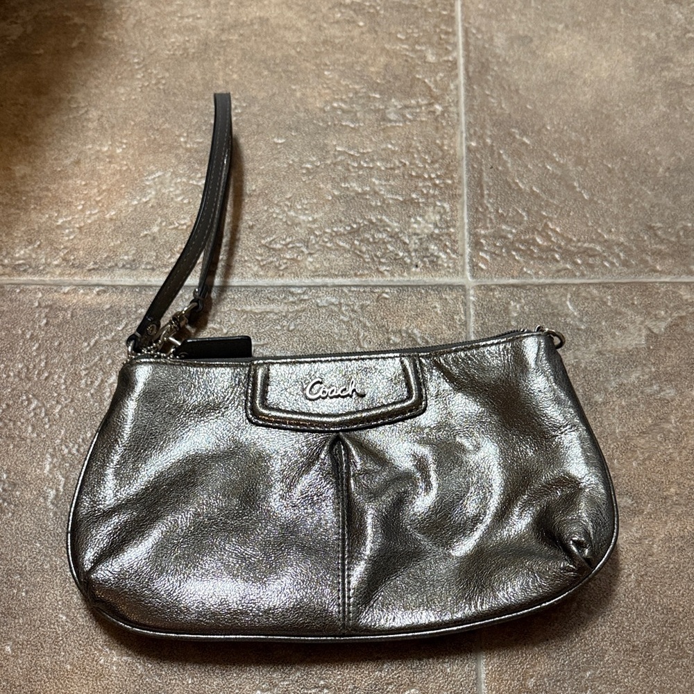 Coach Shimmering Silver/gold/pewter Wristlet